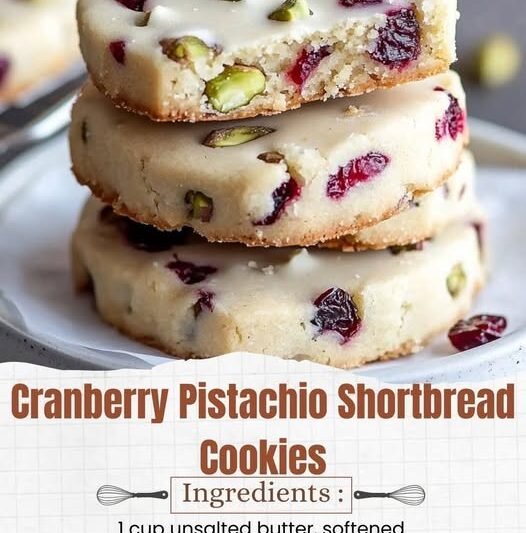Cranberry Pistachio Shortbread Cookies